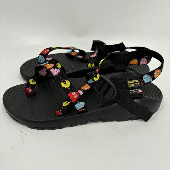 Chaco Z Men\'s Toe Loop Sandals Pac-Man Scaredy Ghost Black Size 12 main image 9